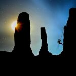 mountaineer, climb, rock climber, mountain climber, silhouettes, landscape, mountaineering, climber, mountain sport, nature, secure, rocks, rock climbing, rope, extreme sports, steep, climbing rope, sport, leisure, abseil, rappelling, descent, adventure, sky, backlighting