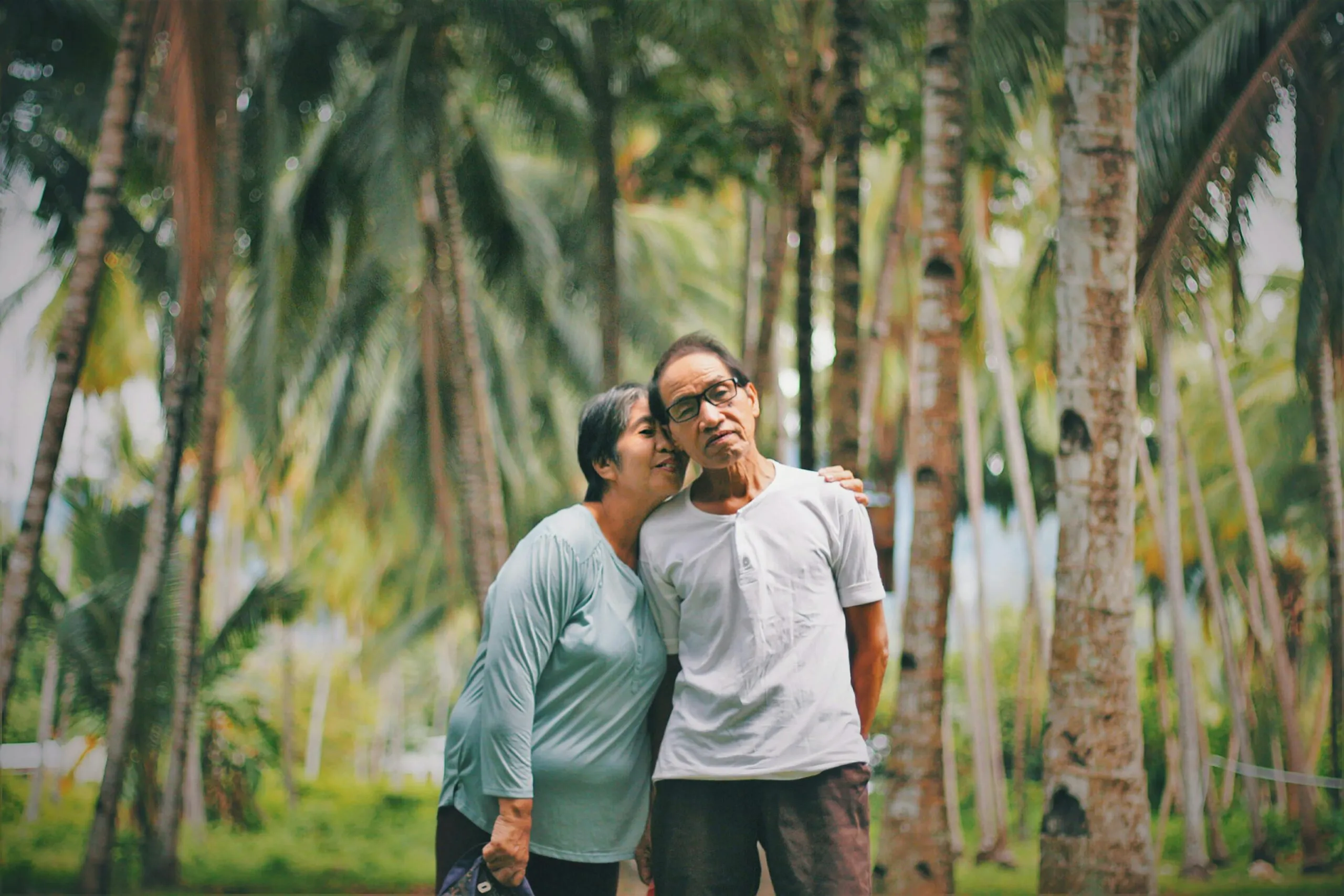 Elderly couple sharing a tender moment representing healthy interdependence in a long-term relationship